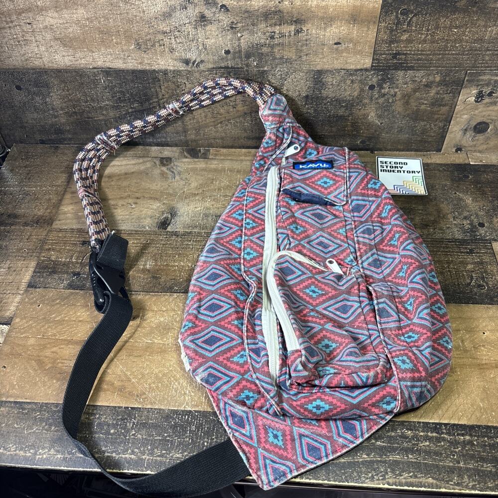 Limited Edition Kavu Rope Sling Bag Aztec Geometric Purse Adjustable